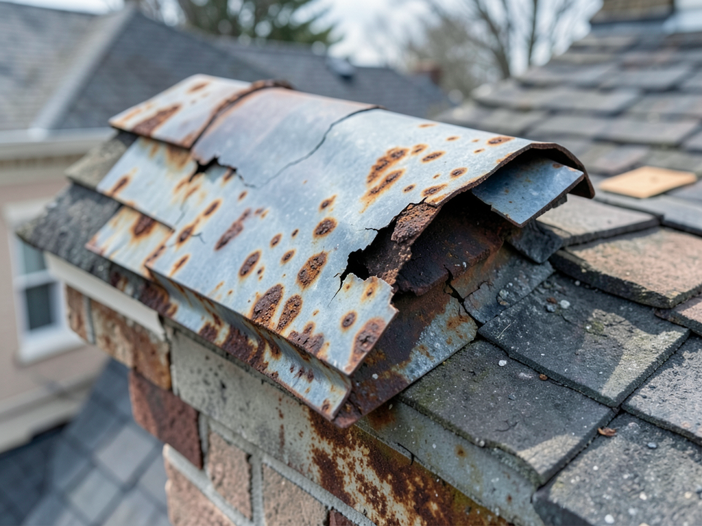 How damaged chimney flashing leads to water staine